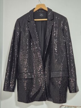 A|X Armani Exchange Women's Black Sequin Blazer Jacket